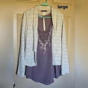 Maurices Cream Lace Women's Blazer And PURPLE MAURICES Tank